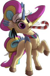 Size: 975x1477 | Tagged: safe, artist:calena, imported from derpibooru, oc, oc only, oc:trinity deblanc (new), pony, unicorn, derpibooru community collaboration, 2023 community collab, candy, candy cane, crystal, crystal horn, cute, food, horn, jewelry, looking at you, multicolored hair, raised hoof, simple background, solo, transparent background, unicorn oc