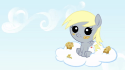Size: 1920x1080 | Tagged: safe, artist:grobisam, artist:jitterbugjive, artist:obisam, imported from derpibooru, derpy hooves, pegasus, pony, 2013, animated, baby, baby pony, bronybait, chibi, cloud, cloudy, cute, daaaaaaaaaaaw, derpabetes, diaper, downloadable, female, filly, foal, food, hnnng, it came from youtube, link in description, messy eating, muffin, nostalgia, sitting, smiling, solo, sound, that pony sure does love muffins, underp, weapons-grade cute, webm, youtube