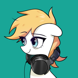 Size: 718x711 | Tagged: safe, artist:goulsoodman, imported from derpibooru, oc, oc only, pony, green background, headphones, simple background, solo