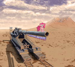 Size: 4400x3920 | Tagged: safe, artist:zvuki, imported from derpibooru, pinkie pie, desert, party cannon, schwerer gustav