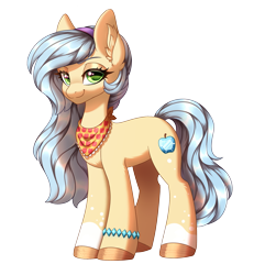 Size: 2215x2300 | Tagged: safe, artist:_ladybanshee_, imported from derpibooru, oc, oc:rarijack, earth pony, pony, derpibooru community collaboration, 2023 community collab, clothes, commissioner:raritybro, ear fluff, earth pony oc, female, hairband, hooves, jewelry, looking at you, magical lesbian spawn, mare, offspring, parent:applejack, parent:rarity, parents:rarijack, scarf, simple background, smiling, solo, transparent background