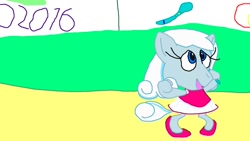 Size: 1280x720 | Tagged: safe, artist:rose80149, imported from derpibooru, oc, oc:snowdrop, pegasus, pony, 1000 hours in ms paint, clothes, gymnastics, pegasus oc, rhythmic gymnastics, rio 2016, rio de janeiro, solo, sports outfit
