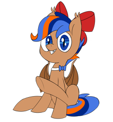 Size: 1250x1350 | Tagged: safe, artist:fakkajohan, derpibooru exclusive, imported from derpibooru, oc, oc only, oc:fakka, bat pony, pony, derpibooru community collaboration, 2023 community collab, bat pony oc, bow, bowtie, hair bow, looking at you, male, simple background, sitting, solo, transparent background