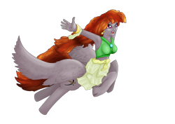 Size: 4960x3508 | Tagged: safe, artist:avacz, imported from derpibooru, oc, oc only, oc:funny jo, anthro, centaur, taur, equestria girls, bracelet, centaur oc, clothes, cute, female, flowing hair, flowing mane, happy, heterochromia, jewelry, jumping, mare, scar, simple background, skirt, smiling, solo, spread wings, swimsuit, transparent background, wings