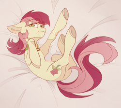 Size: 2137x1913 | Tagged: safe, artist:miss_glowwormis, imported from derpibooru, roseluck, pony, behaving like a cat, collar, commission, commissioner:doom9454, cute, pet tag, pony pet, rosepet, stretching