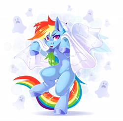 Size: 2472x2443 | Tagged: safe, artist:buvanybu, imported from derpibooru, rainbow dash, pegasus, pony, bedsheet ghost, simple background, solo, white background