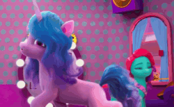 Size: 1744x1074 | Tagged: safe, imported from derpibooru, screencap, izzy moonbow, spoiler:g5, spoiler:my little pony: make your mark, spoiler:my little pony: make your mark chapter 5, spoiler:mymc05e05, animated, curtains, faic, g5, gif, izzy is best facemaker, jazz hooves, lightbulb, mane melody (location), mane smelody, mirror, my little pony: make your mark, my little pony: make your mark chapter 5, shrunken pupils, smelly, stink lines, visible stench, window