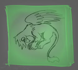 Size: 1500x1350 | Tagged: safe, artist:somber, imported from derpibooru, oc, griffon, inktober, inktober 2023, male, minecraft, slime, solo