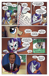 Size: 1400x2154 | Tagged: safe, idw, imported from derpibooru, filthy rich, rarity, earth pony, human, pony, unicorn, female, george h. w. bush, low effort, magic, male, mare, meme, politics, rarity is not amused, stallion, taxes, unamused