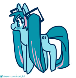 Size: 700x715 | Tagged: safe, artist:next-lvl, imported from derpibooru, kotobukiya, pony, anime, hatsune miku, kotobukiya hatsune miku pony, ponified, simple background, solo, vocaloid, white background