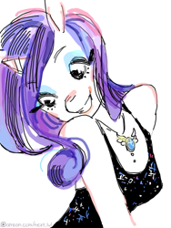 Size: 480x640 | Tagged: safe, artist:next-lvl, imported from derpibooru, rarity, anthro, unicorn, female, jewelry, necklace, simple background, solo, white background