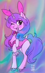 Size: 1796x2886 | Tagged: safe, artist:fishtaildraws, imported from derpibooru, izzy moonbow, unicorn, animal costume, bunny costume, bunny ears, bunny suit, clothes, costume, g5