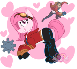 Size: 2000x1802 | Tagged: safe, artist:tanahgrogot, imported from derpibooru, oc, oc:annisa trihapsari, earth pony, pony, >:), clothes, cosplay, costume, crossover, earth pony oc, female, generator rex, gloves, goggles, grin, halloween, halloween costume, heart, holiday, jacket, looking at you, male, mare, open mouth, pants, rex salazar, shirt, shoes, smiling, smiling at you, solo, watermark