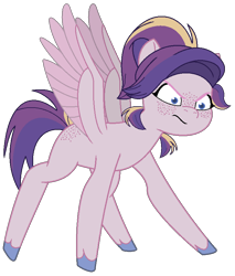 Size: 700x820 | Tagged: safe, artist:westrail642fan, imported from ponybooru, oc, oc:shooting star (r&f), pegasus, angry, freckles, my little pony: tell your tale, parent:oc:david wyne, parent:princess cadance, parents:canon x oc, pegasus oc, ponytail, short tail, simple background, spread wings, trace, transparent background, unshorn fetlocks, wings