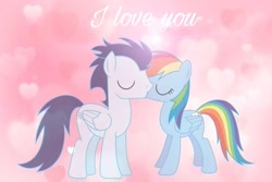 Size: 1081x720 | Tagged: safe, imported from derpibooru, rainbow dash, soarin', pegasus, pony, eyes closed, female, kiss on the lips, kissing, male, mare, ship:soarindash, shipping, stallion, straight, wallpaper