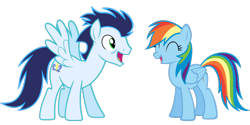 Size: 1436x720 | Tagged: safe, imported from derpibooru, rainbow dash, soarin', pegasus, pony, female, male, mare, ship:soarindash, shipping, simple background, stallion, straight, transparent background, vector