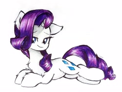 Size: 2553x1915 | Tagged: safe, artist:liaaqila, imported from derpibooru, rarity, pony, unicorn, simple background, solo, traditional art, white background