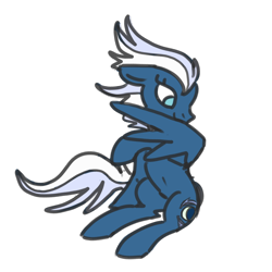 Size: 1000x1000 | Tagged: safe, artist:goatpirate, night glider, pegasus, pony, belly button, female, grooming, mare, preening, raised leg, simple background, sitting, solo, transparent background, wings