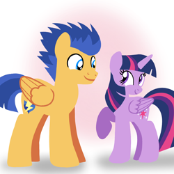 Size: 1400x1400 | Tagged: safe, artist:mlplary6, imported from derpibooru, flash sentry, twilight sparkle, alicorn, pegasus, pony, boyfriend and girlfriend, female, looking at each other, looking at someone, male, mare, ship:flashlight, shipping, smiling, smiling at each other, stallion, straight, twilight sparkle (alicorn)