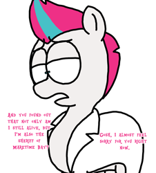 Size: 3023x3351 | Tagged: safe, artist:professorventurer, imported from derpibooru, zipp storm, pegasus, series:ask pippamena, clothes, dialogue, female, g5, lab coat, lidded eyes, mare, sympathy