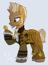 Size: 1875x2500 | Tagged: safe, artist:raineve, imported from derpibooru, oc, pony, unicorn, ace attorney, chief justice, hart vortex, mael stronghart, solo
