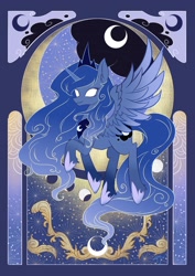 Size: 2894x4093 | Tagged: safe, artist:co306012, imported from derpibooru, princess luna, alicorn, pony, jewelry, regalia, smiling, solo, spread wings, wings