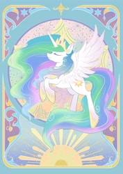 Size: 2894x4093 | Tagged: safe, artist:co306012, imported from derpibooru, princess celestia, alicorn, pony, jewelry, regalia, smiling, solo, spread wings, wings