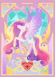 Size: 2894x4093 | Tagged: safe, artist:co306012, imported from derpibooru, princess cadance, alicorn, pony, jewelry, regalia, smiling, solo, spread wings, wings