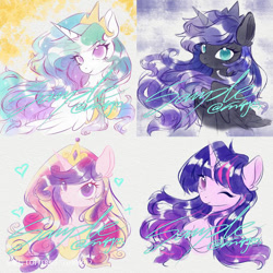 Size: 750x750 | Tagged: source needed, safe, artist:co306012, imported from derpibooru, princess cadance, princess celestia, princess luna, twilight sparkle, alicorn, pony, alicorn tetrarchy, twilight sparkle (alicorn), watermark