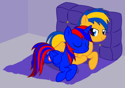 Size: 1982x1400 | Tagged: safe, artist:stephen-fisher, imported from derpibooru, oc, oc only, oc:flare spark, oc:stephen (stephen-fisher), alicorn, pegasus, female, male, sleeping