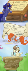 Size: 1280x3230 | Tagged: safe, artist:redheadfly, imported from derpibooru, pound cake, oc, oc:blazing sky, oc:lucky fly, pegasus, pony, binoculars, colt, dynamite, explosives, female, filly, foal, lying down, male, mouth hold, older, prone, tumblr:ask-adultscootaloo