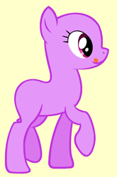 Size: 973x1476 | Tagged: artist needed, source needed, safe, artist:ameliagirls53, edit, imported from derpibooru, earth pony, pony, call of the cutie, season 1, bald, base, eyelashes, female, g4, licking, mare, raised hoof, raised leg, simple background, smiling, solo, tan background, tongue out