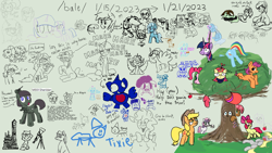 Size: 1920x1080 | Tagged: safe, anonymous artist, artist:legendoflink, artist:truthormare, apple bloom, applejack, babs seed, derpy hooves, fluttershy, limestone pie, moondancer, pinkie pie, rainbow dash, scootaloo, sweetie belle, trixie, twilight sparkle, oc, oc:dared step, moth, mothpony, original species, pony, tank pony, /bale/, /mlp/, aggie.io, fluttertree