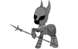 Size: 3548x2250 | Tagged: safe, artist:wallbeige, oc, oc:lucky roll, pony, armored pony, dark souls, silver knight, simple background, spear, transparent background, weapon