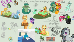 Size: 1920x1080 | Tagged: safe, anonymous artist, artist:kleyime, artist:maretian, artist:purppone, artist:superderpybot, artist:truthormare, applejack, carrot top, golden harvest, lightning dust, linky, lyra heartstrings, marble pie, pinkie pie, shoeshine, twilight sparkle, oc, oc:anon, oc:dared step, oc:filly anon, tank pony, /bale/, /mlp/, aggie.io, female, filly, numget