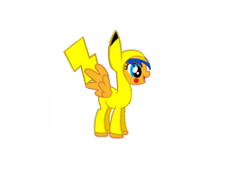 Size: 2048x1536 | Tagged: safe, artist:ry-bluepony1, imported from derpibooru, oc, oc only, oc:flare spark, pegasus, pikachu, pony, female, pokémon, simple background, solo, transparent background