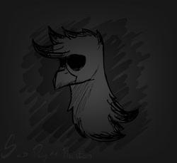 Size: 1500x1375 | Tagged: safe, artist:somber, imported from derpibooru, oc, griffon, inktober, inktober 2023, male, solo