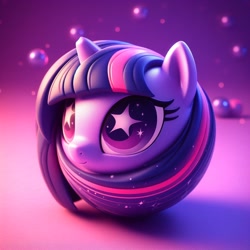 Size: 1024x1024 | Tagged: safe, imported from derpibooru, twilight sparkle, ai content, ai generated, ball, morph ball, prompter:mega-poneo, solo, starry eyes, twiball, wingding eyes