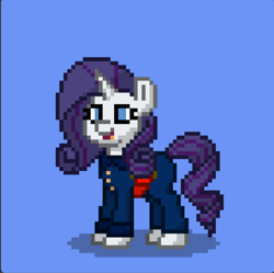 Size: 736x732 | Tagged: safe, imported from derpibooru, rarity, pony, unicorn, pony town, blue background, charlie and the chocolate factory, i have no idea what i'm doing, imminent inflation, moments before disaster, simple background, violet beauregarde, willy wonka and the chocolate factory