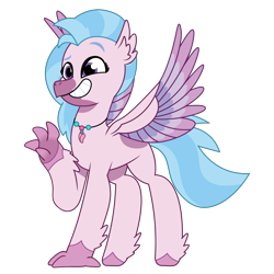 Size: 1200x1200 | Tagged: safe, artist:prixy05, imported from derpibooru, silverstream, classical hippogriff, hippogriff, female, g4, g4 to g5, g5, generation leap, jewelry, my little pony: tell your tale, necklace, simple background, smiling, solo, spread wings, transparent background, vector, wings