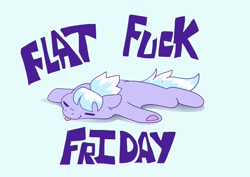 Size: 4096x2896 | Tagged: safe, artist:cutepencilcase, imported from derpibooru, cloudchaser, pegasus, pony, blue background, eyes closed, flat, flat fuck friday, flop, meme, simple background, solo, tongue out, vulgar