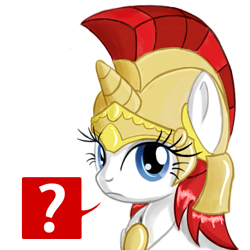 Size: 853x853 | Tagged: safe, artist:heatwave, imported from derpibooru, oc, oc:britannia, pony, unicorn, ask britannia, female, helmet, mare, question mark, solo