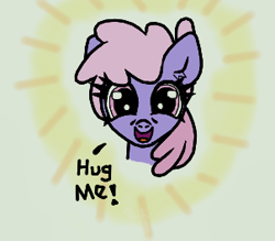 Size: 302x265 | Tagged: safe, artist:scandianon, imported from derpibooru, rainbowshine, bust, female, hug request, looking at you, mare, open mouth, open smile, simple background, smiling, smiling at you, talking, talking to viewer