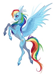 Size: 788x1080 | Tagged: safe, artist:kncb, artist:кись, imported from derpibooru, rainbow dash, pegasus, pony, female, full body, mare, simple background, solo, white background