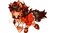 Size: 480x270 | Tagged: safe, artist:暮光小樱, imported from derpibooru, pony, bow, clothes, dress, female, hakurei reimu, mare, miko, ponified, simple background, touhou, white background