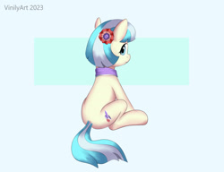 Size: 1720x1320 | Tagged: safe, artist:vinilyart, artist:vinilyart_d, imported from derpibooru, coco pommel, earth pony, pony, cocobetes, cute, female, g4, looking at you, looking back, looking back at you, mare, signature, sitting, solo