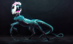 Size: 3000x1800 | Tagged: safe, artist:unten, imported from derpibooru, oc, earth pony, pony, glowing, glowing eyes, glowing mane, solo