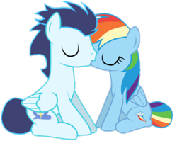 Size: 469x373 | Tagged: safe, artist:rulette, imported from derpibooru, rainbow dash, soarin', pegasus, pony, female, kiss on the lips, kissing, male, mare, ship:soarindash, shipping, simple background, stallion, straight, transparent background