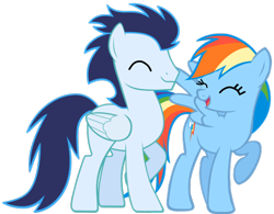 Size: 922x720 | Tagged: safe, imported from derpibooru, rainbow dash, soarin', pegasus, pony, female, male, mare, ship:soarindash, shipping, simple background, stallion, straight, transparent background