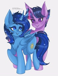 Size: 3160x4120 | Tagged: artist needed, source needed, safe, imported from derpibooru, twilight sparkle, oc, oc:blue thunder, alicorn, alicorn oc, canon x oc, dusk shine, female, horn, male, mare, rule 63, shipping, stallion, thundersparkle, twilight sparkle (alicorn), wings